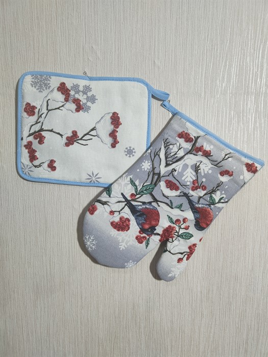 Комплект для кухни  "Снегири" Варежка + Прихвадка   2 - фото 4761